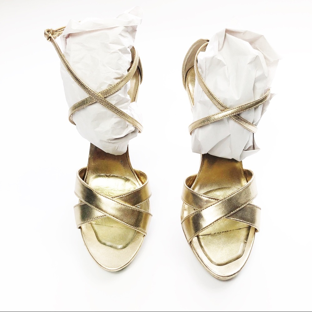 LILLY PULITZER BELLA GOLD STRAPPY SANDAL HEELS 10